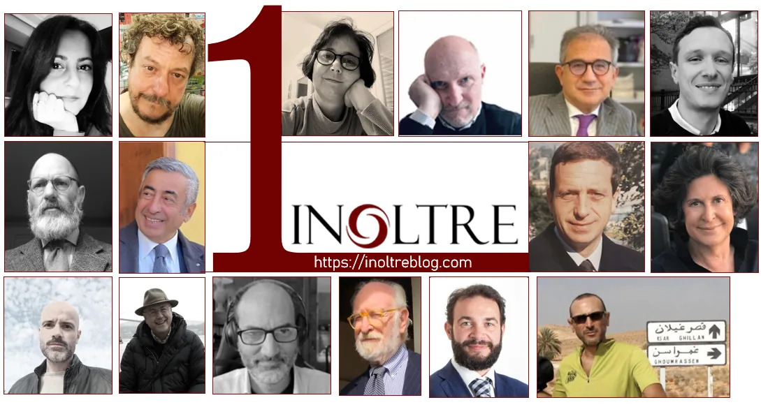Collage celebrativo per il primo anno di Inoltre Blog con le foto di autori e collaboratori