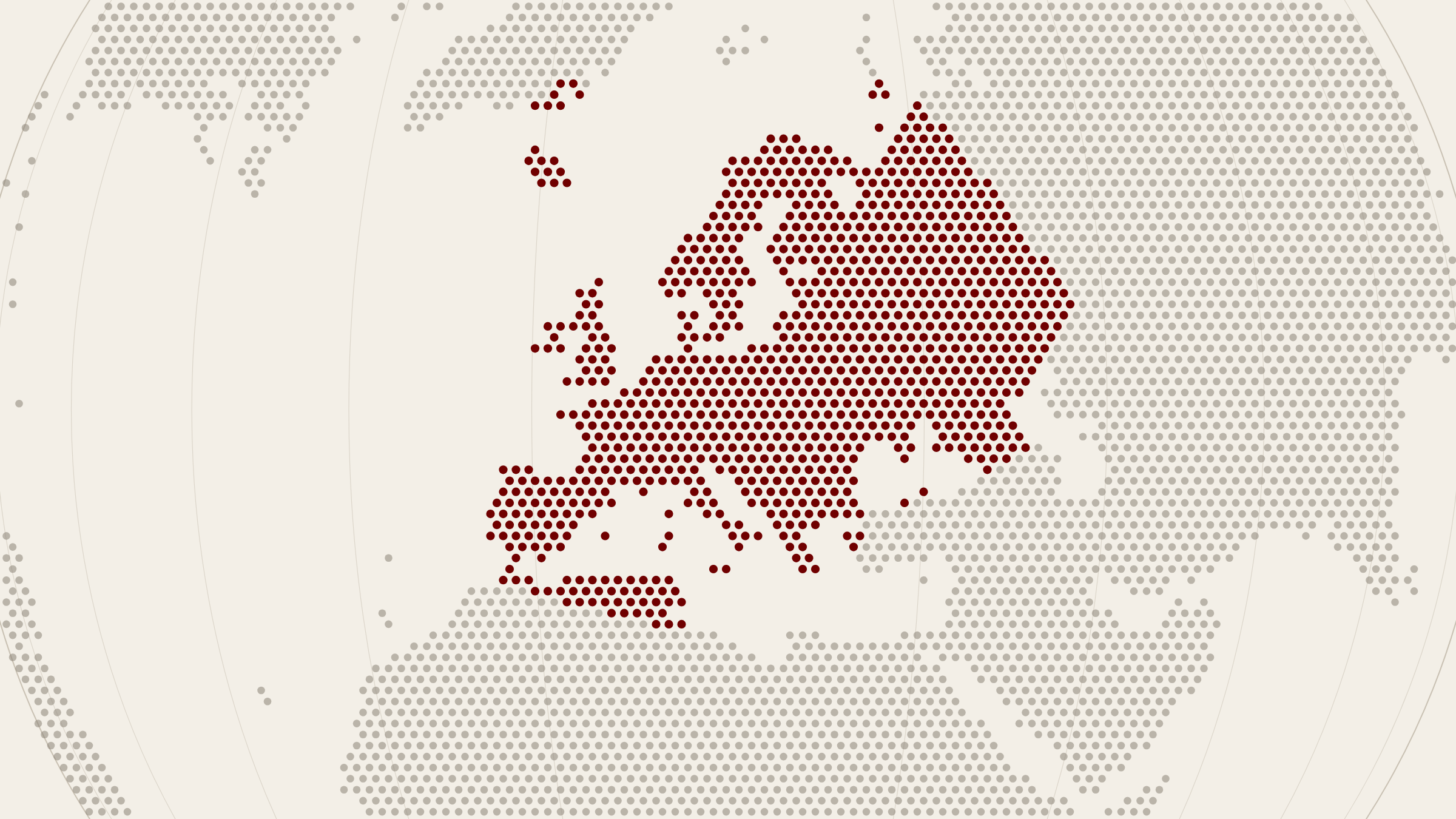 Mappa a retino dell’Europa, senza confini politici.