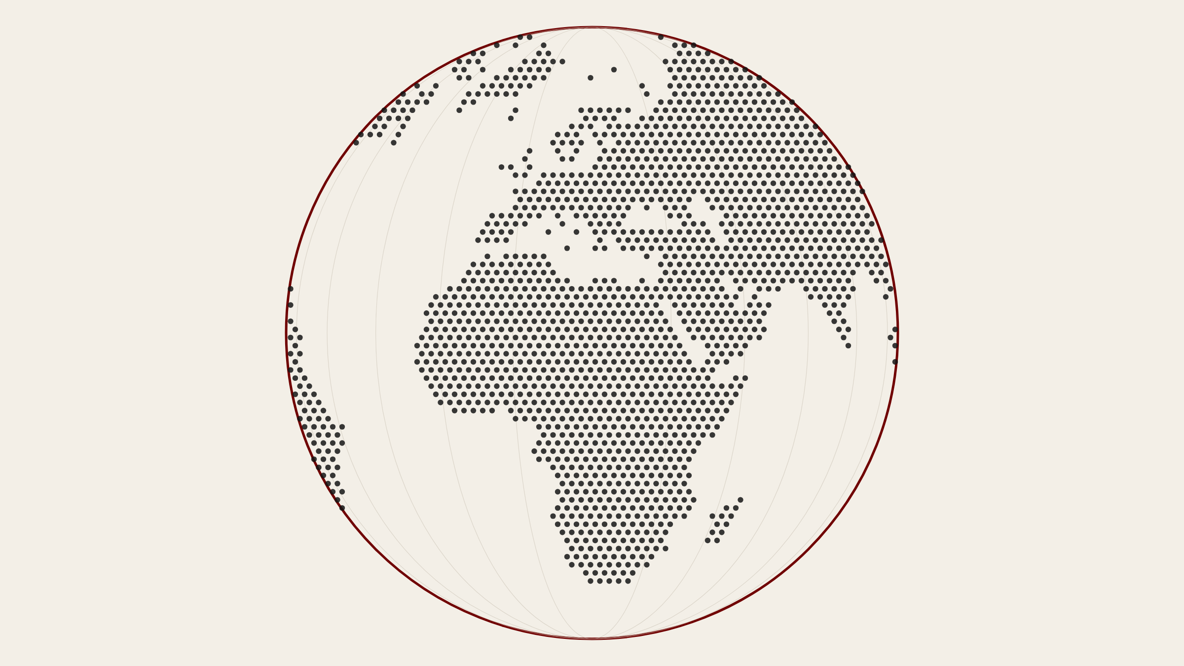 Il globo intero a retino di punti, cerchiato dal rosso della testata: nessuna regione privilegiata.