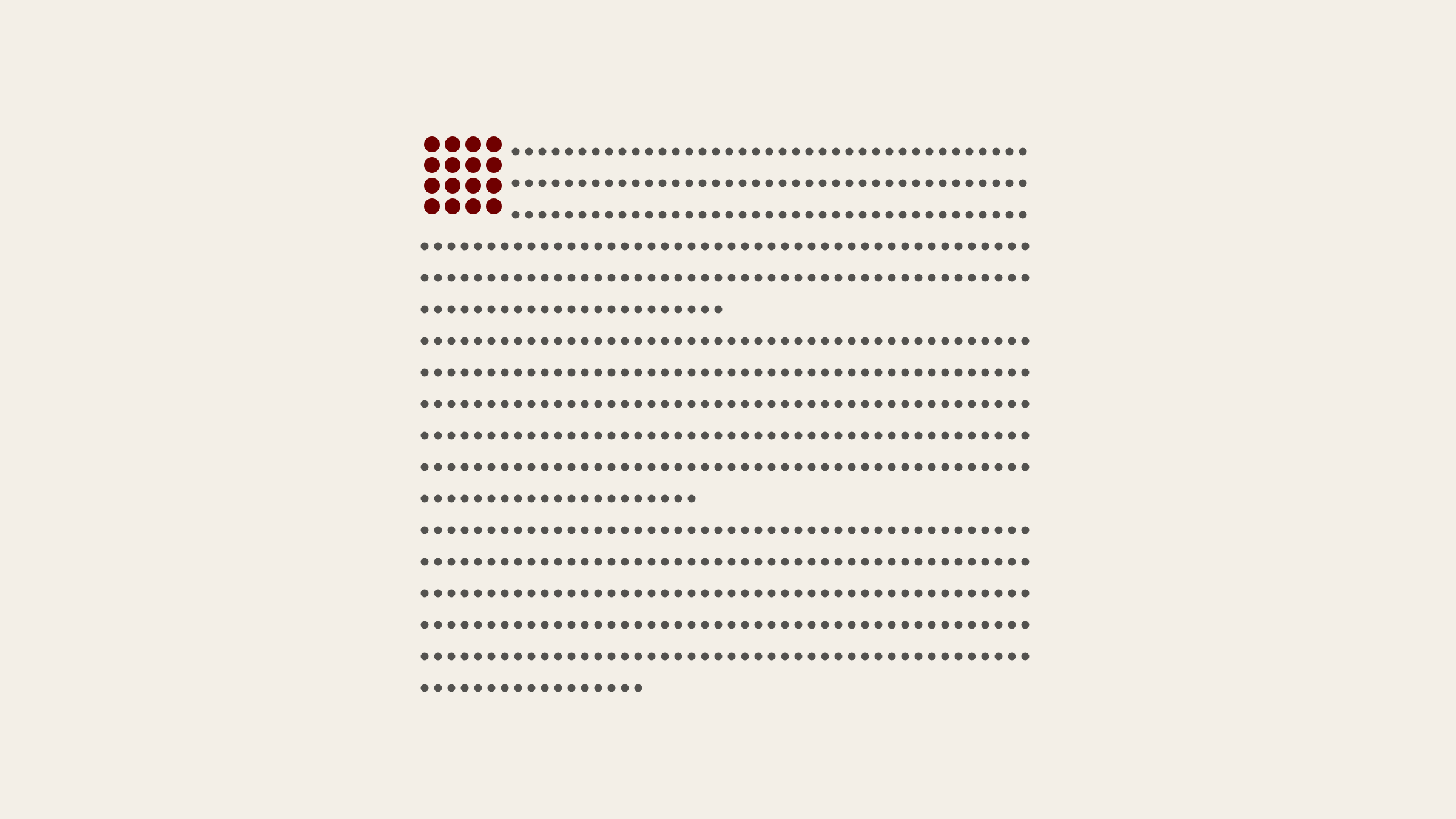 Una pagina di testo fatta di punti, con il capolettera nel rosso della testata.